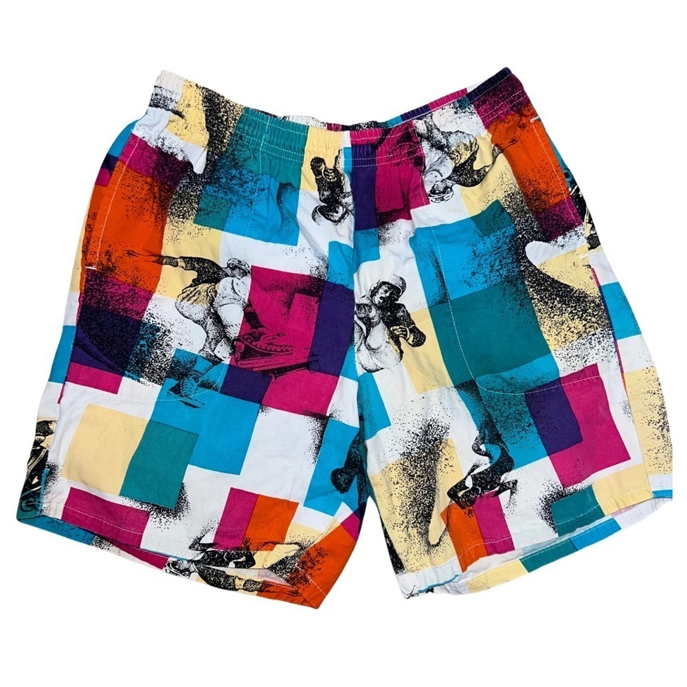Vintage Weekends Cotton Swim Trunks Skater Colorful Made in USA
Size Medium